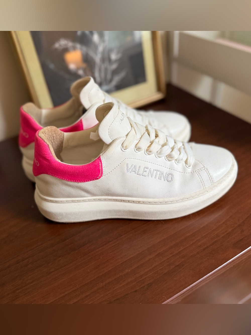 Valentino Hot Pink Leather Sneakers | Size 8